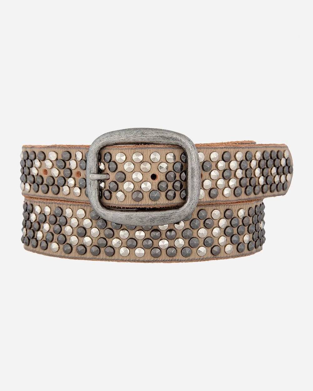 NEW AMSTERDAM HERITAGE women's bitta pyramid multi studded leather belt in creme